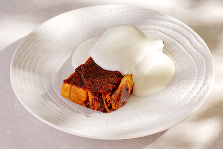 Лазанья из утки конфи с муссом из пармезана