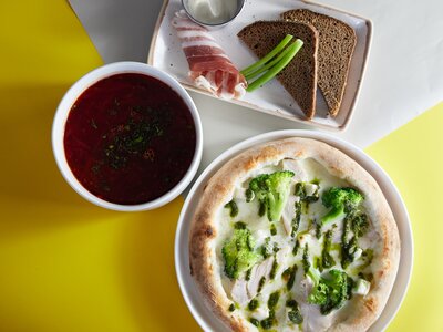 Обед и ужин, пицца и суп