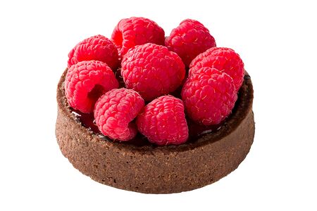 Корзинка шоколадная с творожным кремом и малиной