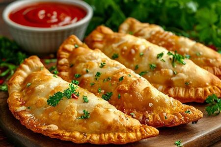 Чебурек с мидиями и помидором