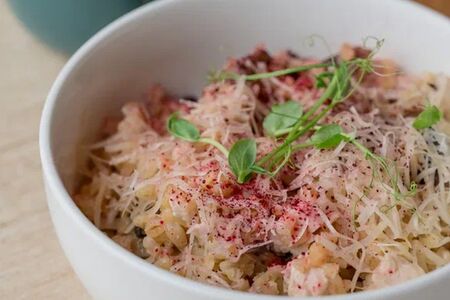 Сливочный булгур с курицей и грибами