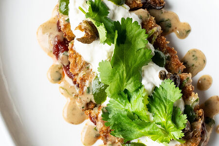 Хрустящий баклажан со страчателлой 