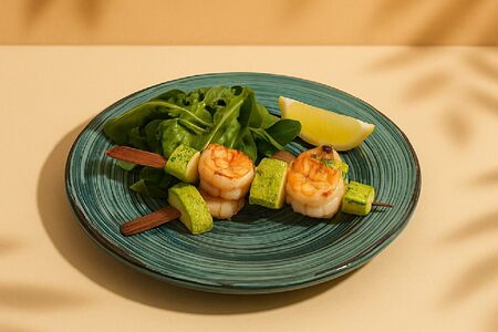 Шашлык из креветок с цукини