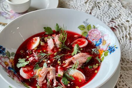Свекольник с копчёным сомом 