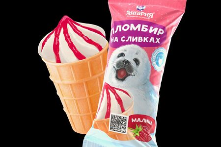 Пломбир на сливках с малиновым джемом