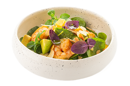 Салат с креветками, манго и авокадо