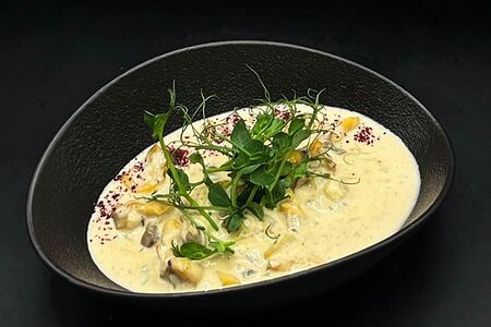 Рапан в сливочном соусе с сыром ДорБлю