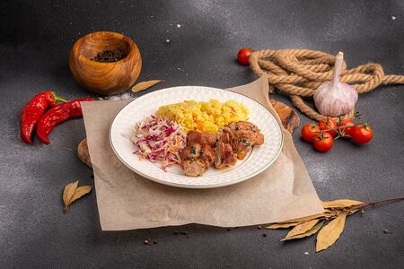 Бизнес-ланч с рисом и овощами