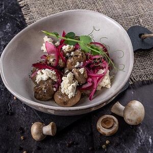 Грибы с сыром страчателла