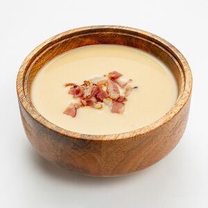 Суп-крем сырный с беконом и сухариками