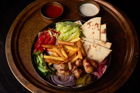 Открытая шаурма с курицей 