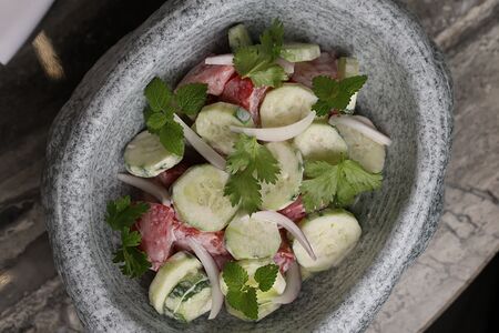 Домашний с томатами и огурцами