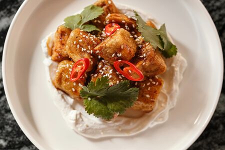 Баклажаны в азиатском стиле с муссом из феты