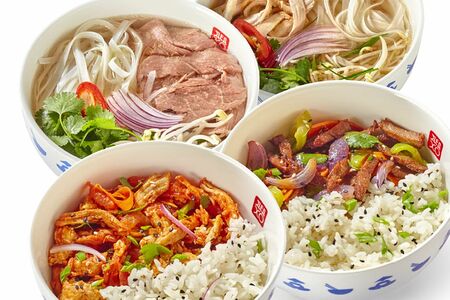 Набор: Суп Фо на выбор (2 шт.), Рис на пару на выбор ( 2 шт.)