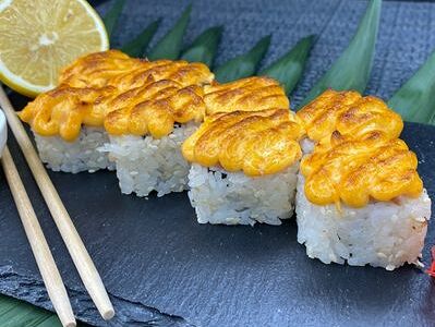 Запечённый с лососем и крабом