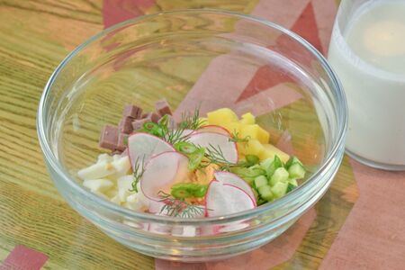 Окрошка с языком 