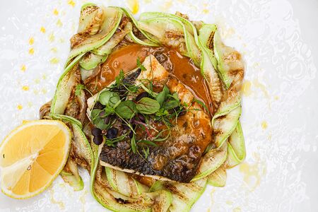 Жареное филе муксуна с ростовскими кабачками