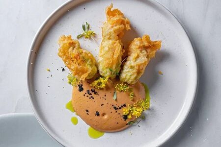 Цветы Цукини с сахалинской креветкой