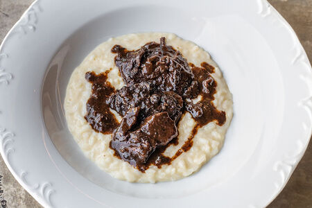 Ризотто с щечками теленка