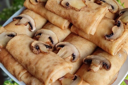 Блинчик с капустой и грибами