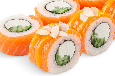 Ролл Филадельфия с манго и лепестками миндаля