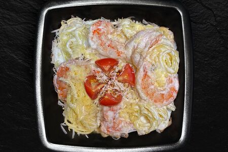 Вок Сливочная креветка с грибами