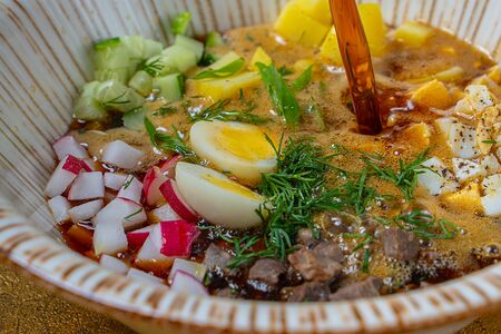 Окрошка с говядиной