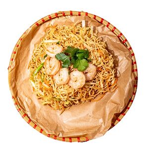 Яичная лапша с креветкой