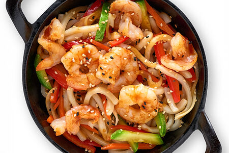 Удон с креветками