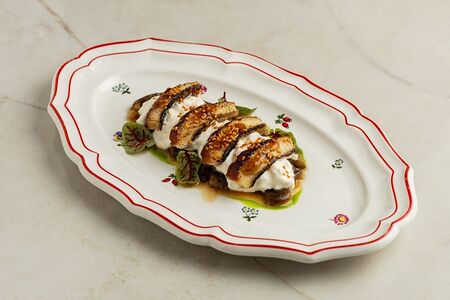 Страчателла с баклажанами и угрем