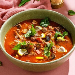 Сборная солянка, приготовленная на углях