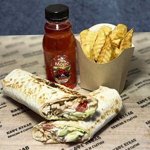 Комбо Шаверма в лаваше + картошка + морс большой