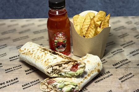 Комбо Шаверма в лаваше + картошка + морс большой