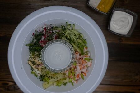 Окрошка с креветками