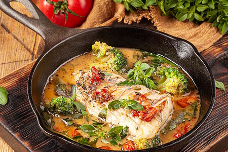 Треска с базиликом