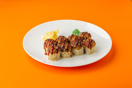 Запеченный ролл креветка, угорь