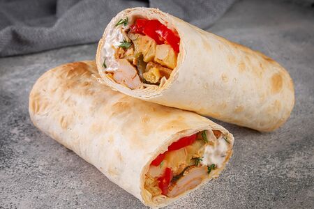 Шаурма грибная с курицей