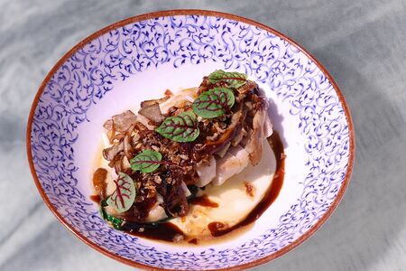 Куриная грудка, вешенки, шпинат и крем-пармезан