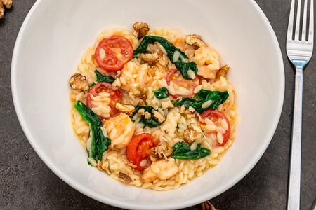 Паста Орзо с креветками