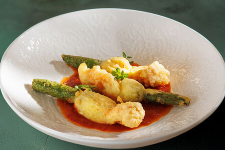 Цветы цукини, рикотта, лимонное масло