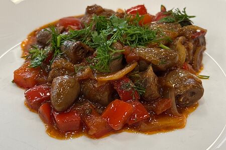 Куриные сердечки в кисло-сладком соусе