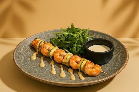 Шашлык из креветок и цукини