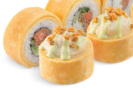 Ролл с лососем в сладком васаби