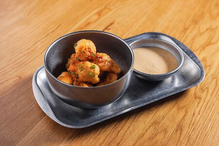 Попкорн из креветок, тартар Кимчи