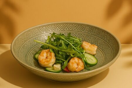 Летний салат с креветкой