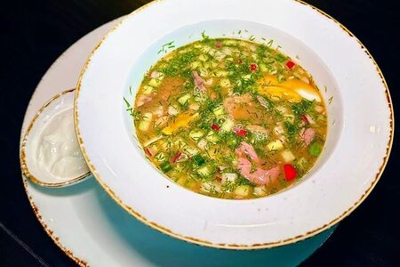 Окрошка с ростбифом на кефире или квасе