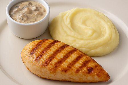 Бизнес-ланч Куриная грудка с пюре и с грибным соусом