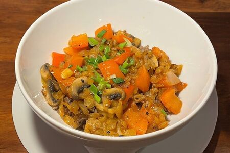 Гречка с овощами и грибами