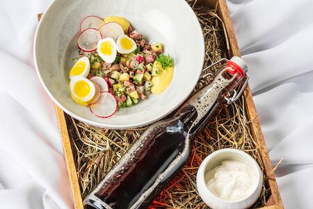 Окрошка с ростбифом на квасе