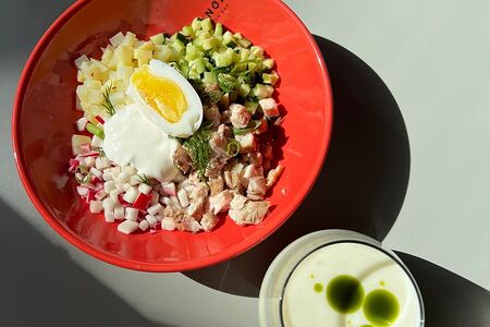 Окрошка на айране с курицей